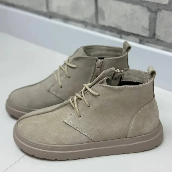 Handmade Beige Suede Boots Women Comfortable Demi Season