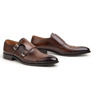 Men's Formal Captoe Shoes: Brown Double Monks And