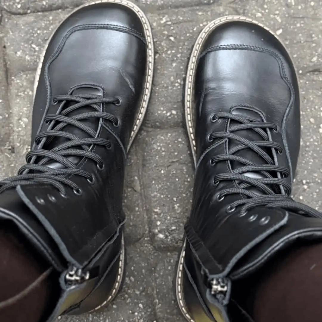 Pastel Leather Combat Boots Women Handmade Two Tone