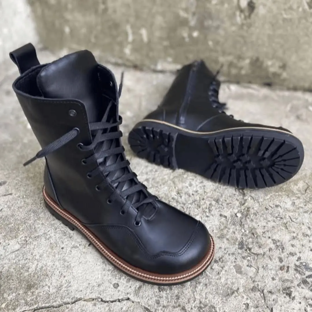 Pastel Leather Combat Boots Women Handmade Two Tone