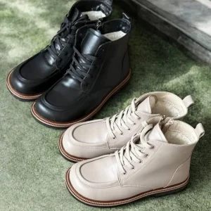 Brown Leather Winter Boots Handmade Anatomical Ankle Boots