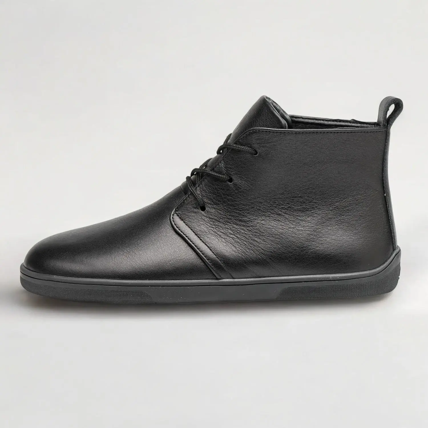 Barefoot Black Leather Boots For Women Wide Toe