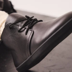 Barefoot Black Leather Boots For Women Wide Toe