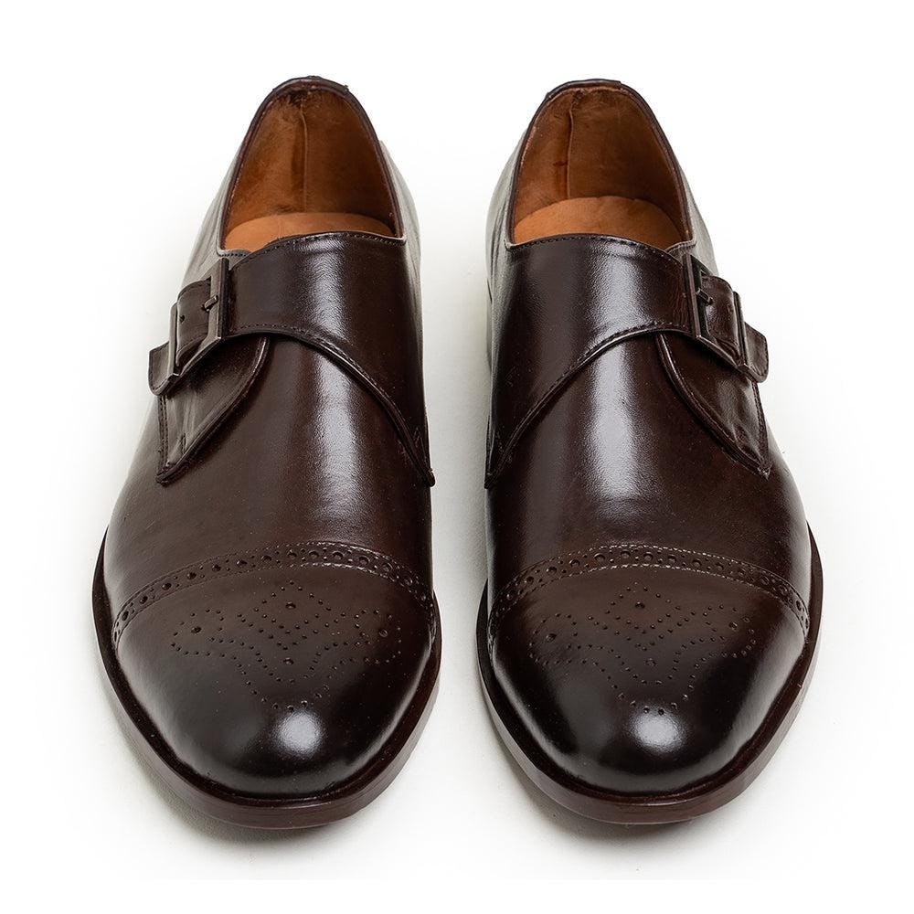 Single Monk Strap Cap Toe Brogue Dress Shoe